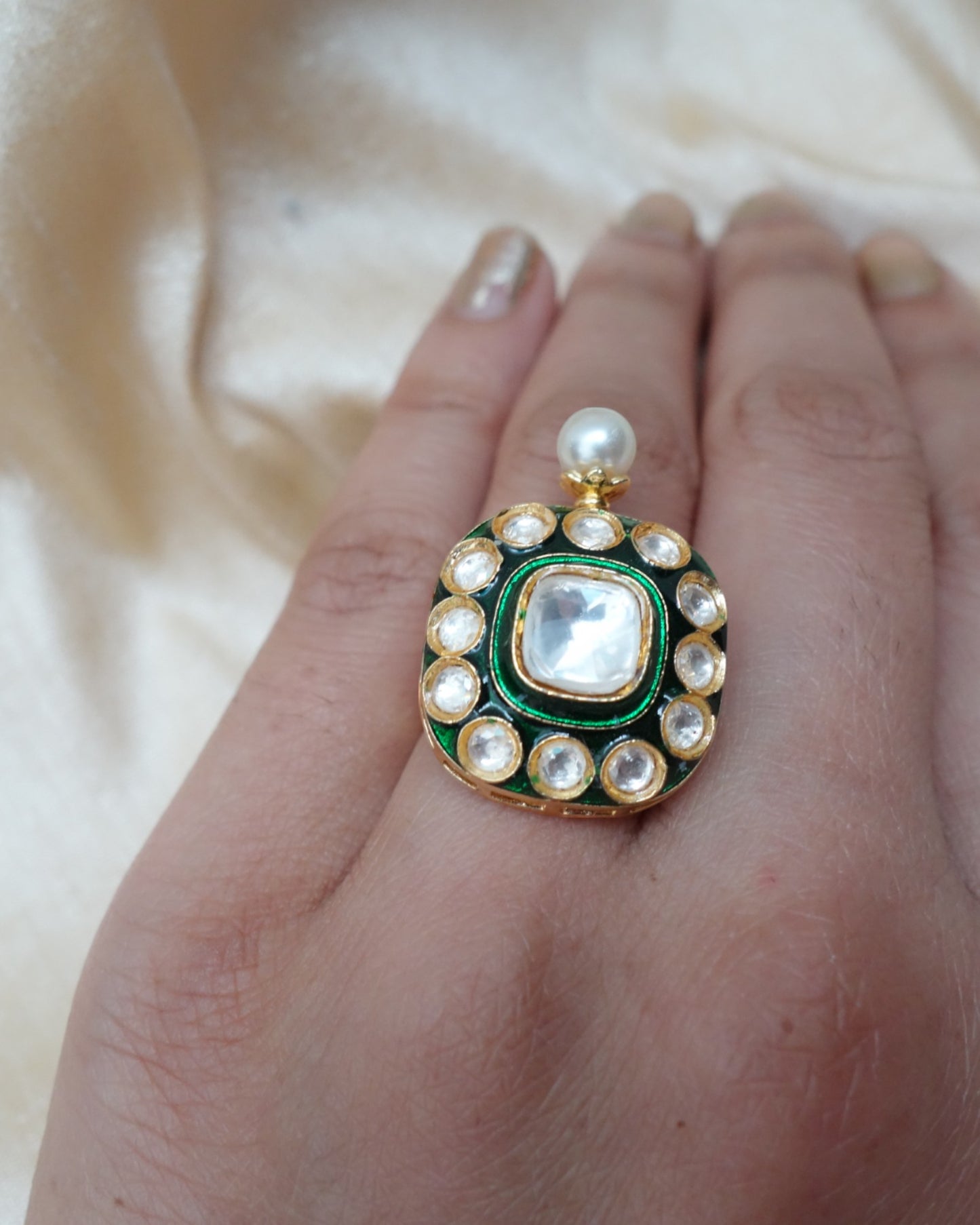 Kripa Kundan Pearl Ring