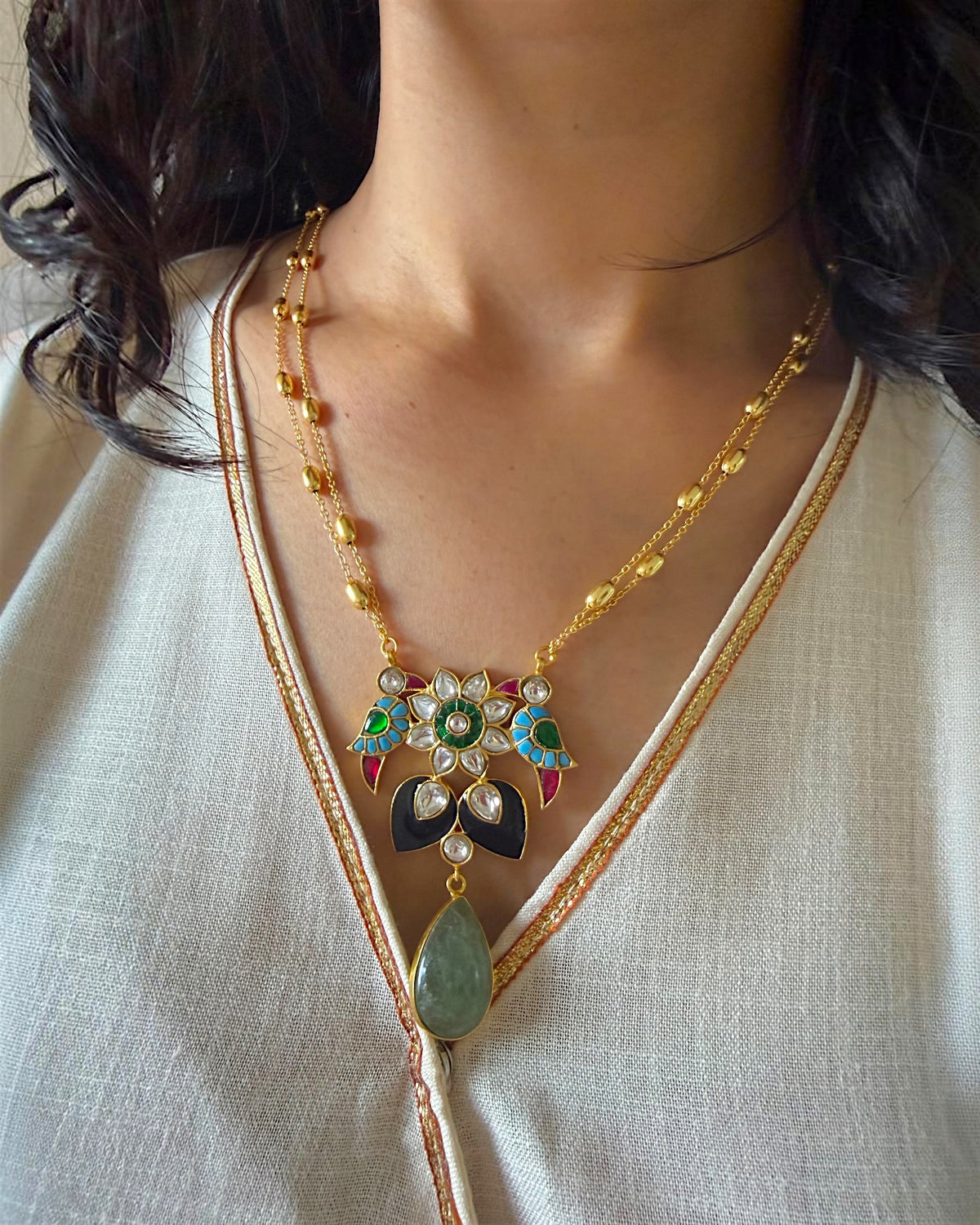 Gulnaar dual birds Necklace set