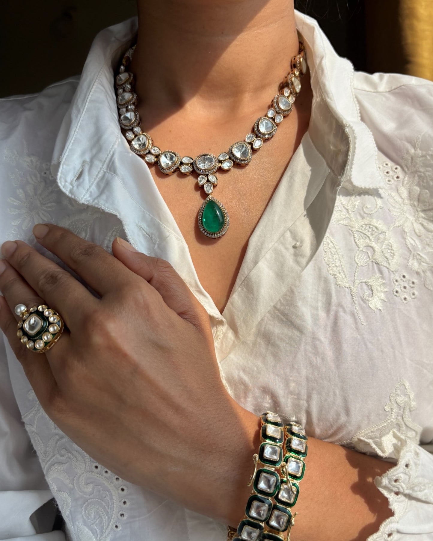 Gaurika Single Line Polki set with earrings