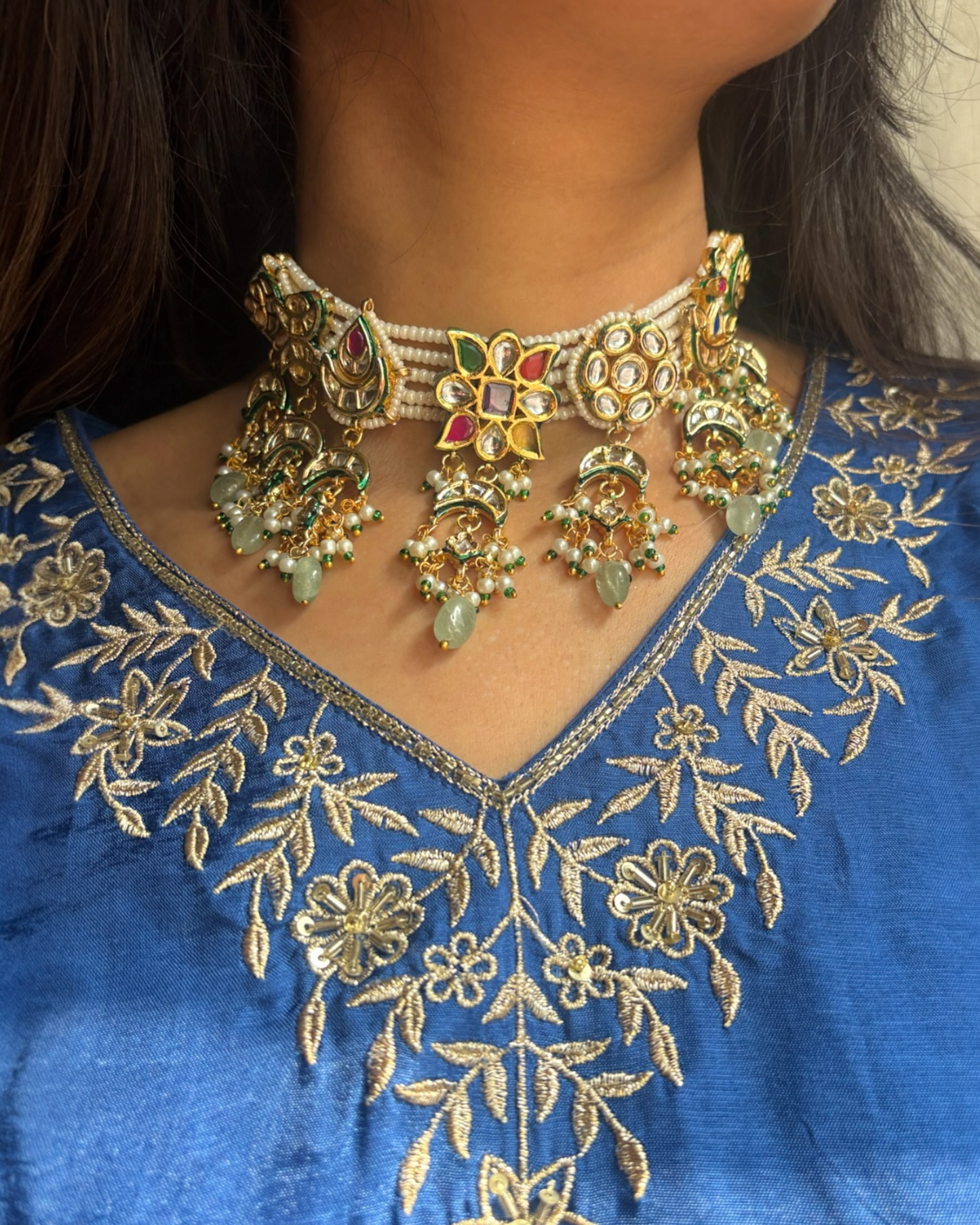Navratna Kundan Necklace set