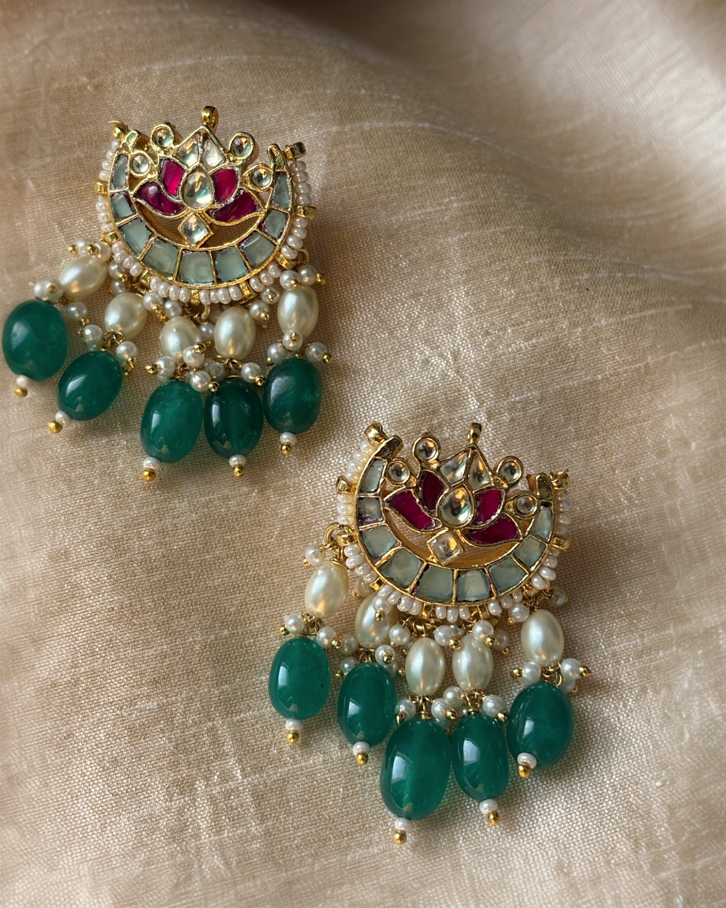 Pushpa Lotus Studs with Meenakari