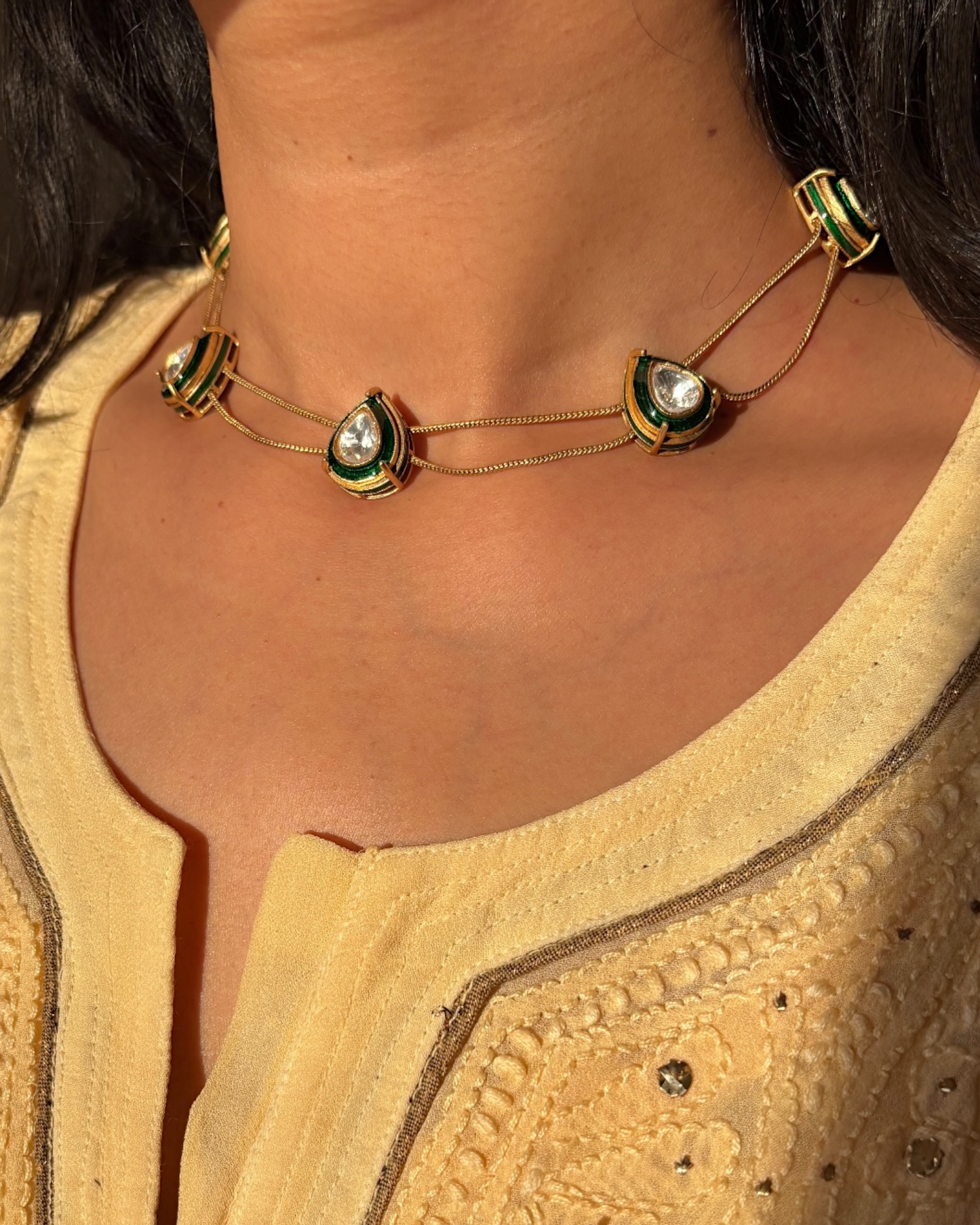 Aisha Polki Necklace with studs