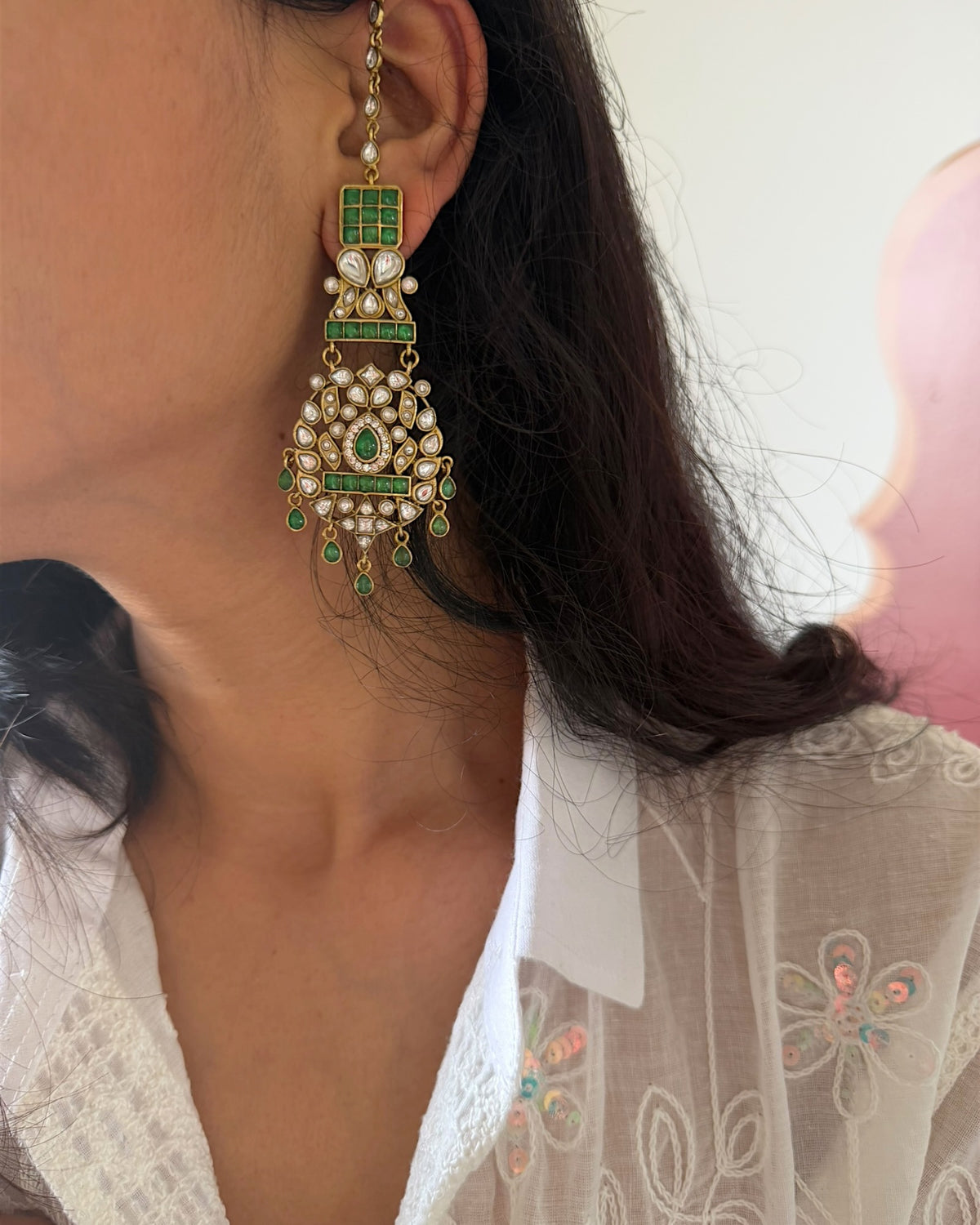 Kritika earrings with ear chain