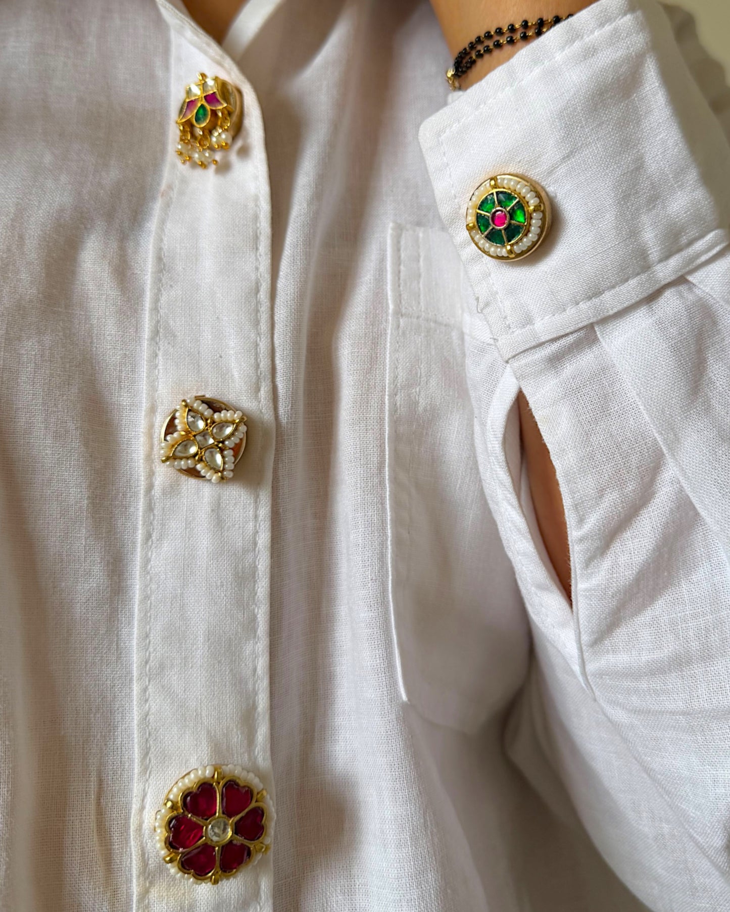 Ruby flower button clip ons