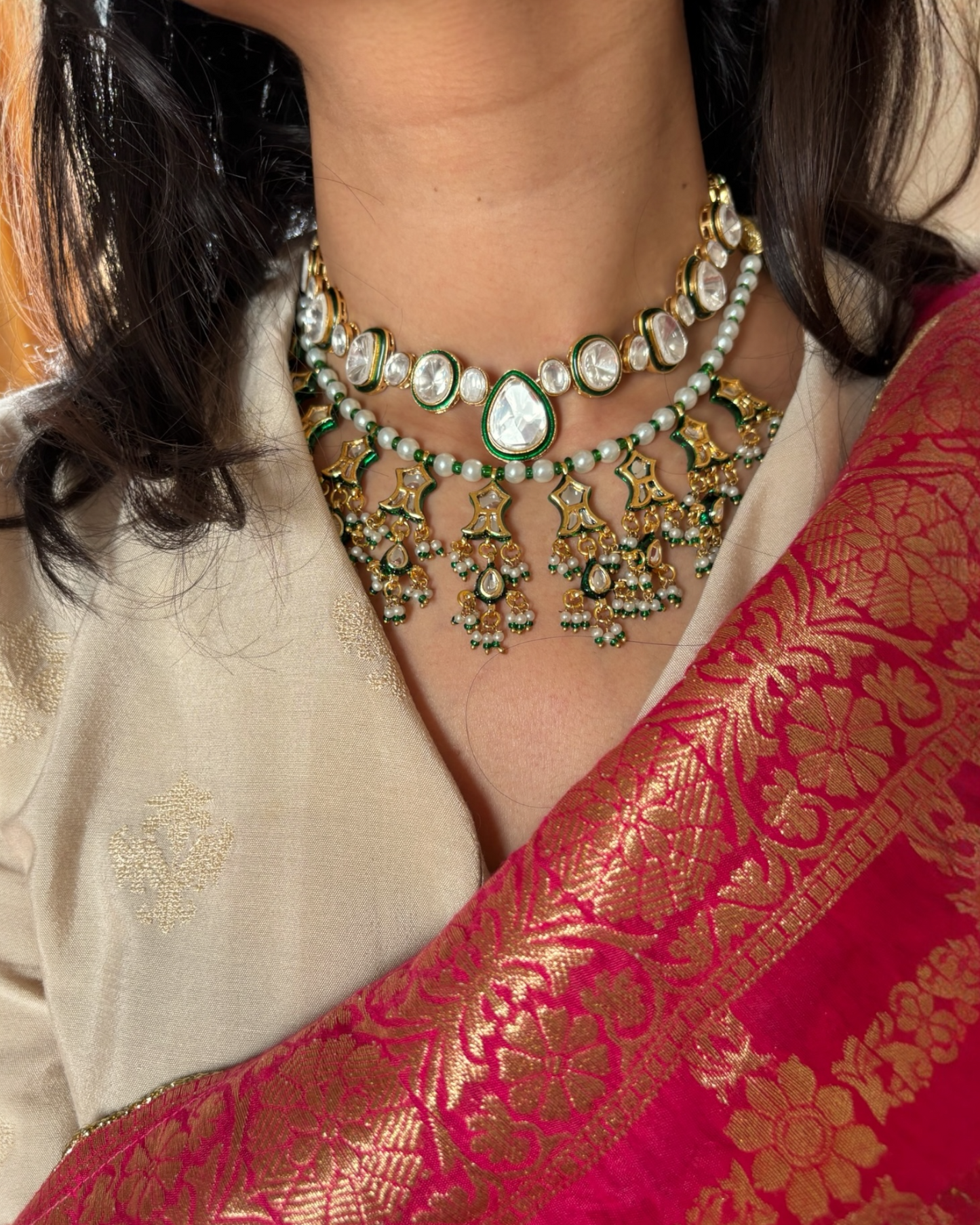 Kusha All Polki Necklace with Earrings