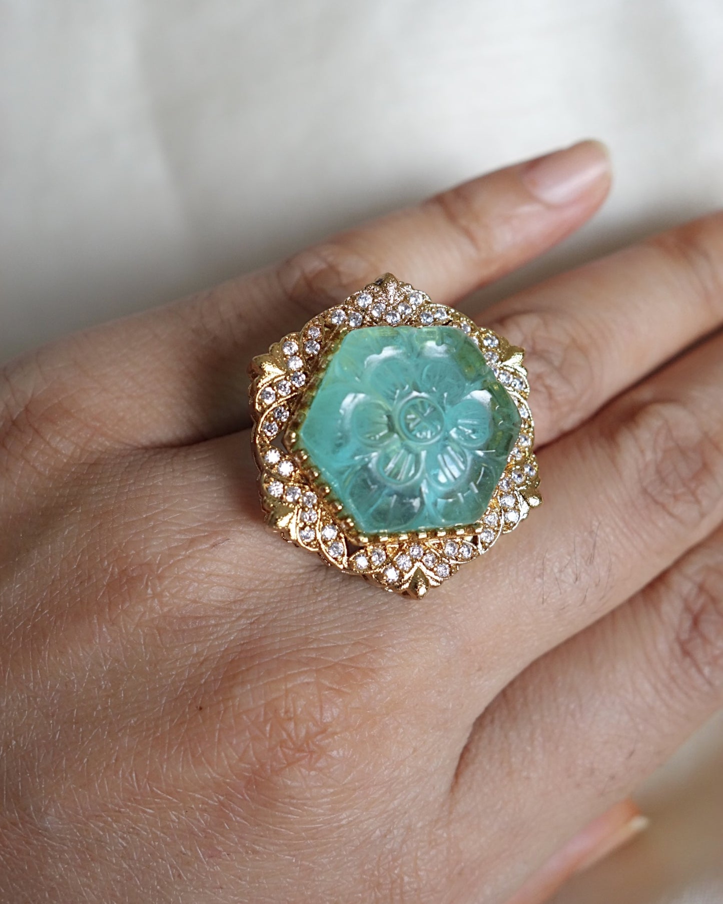 Deepa Mint Green Onyx Ring