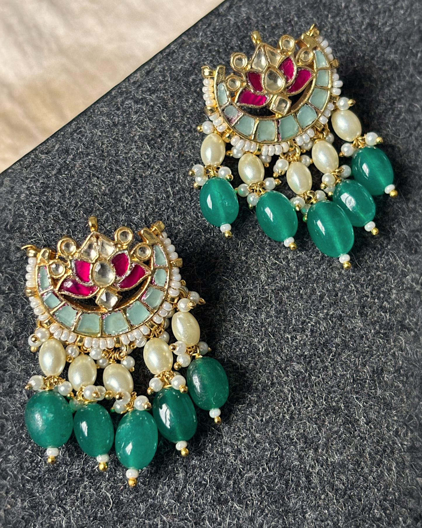 Pushpa Lotus Studs with Meenakari