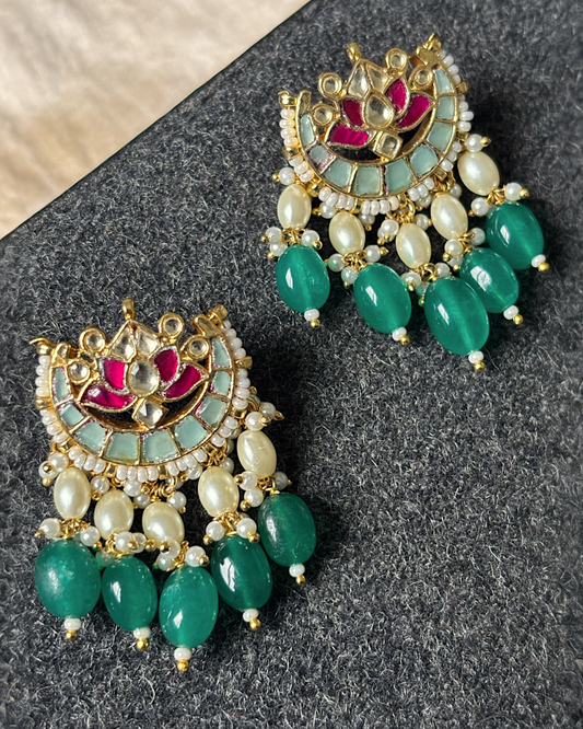 Pushpa Lotus Studs with Meenakari