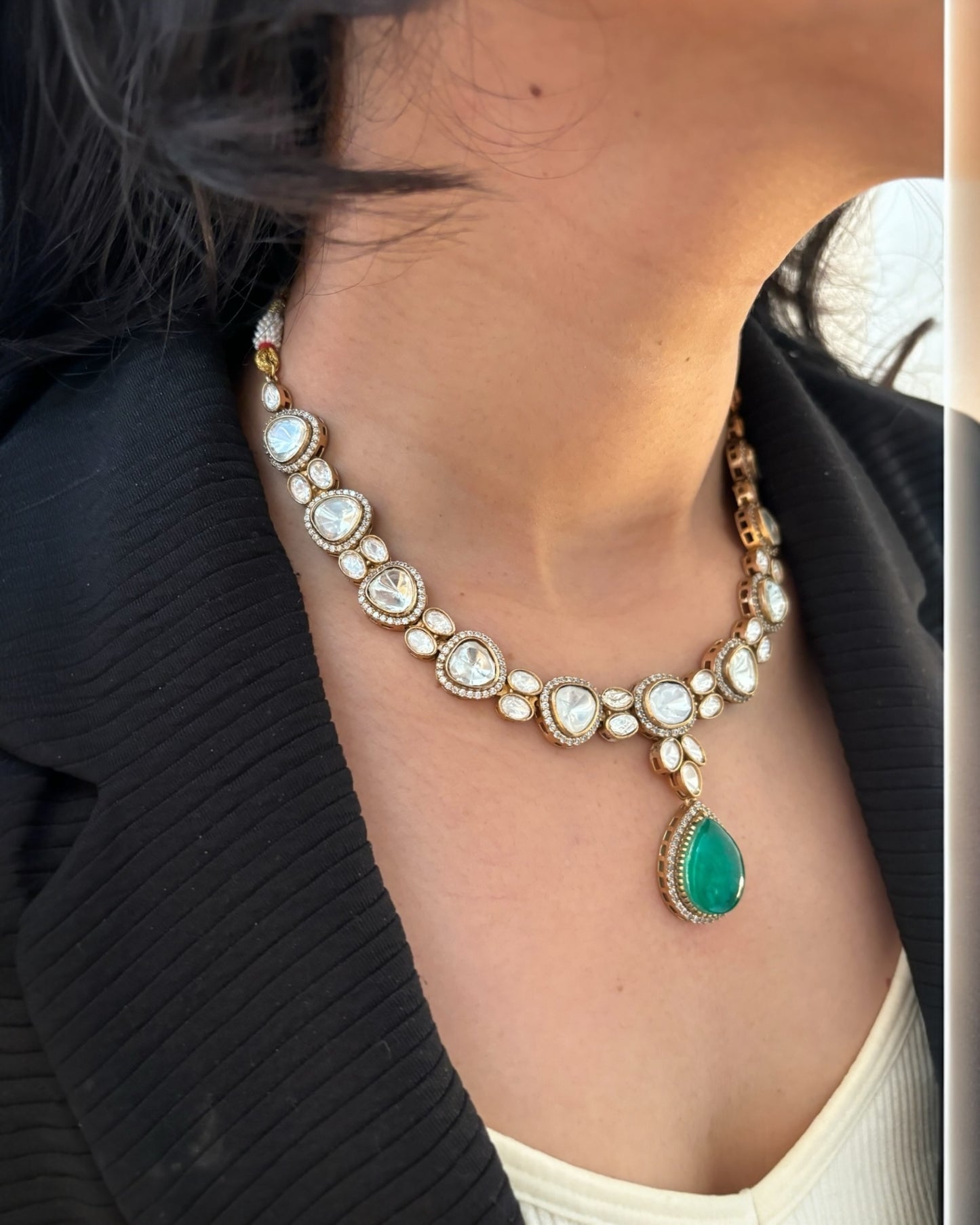 Gaurika Single Line Polki set with earrings