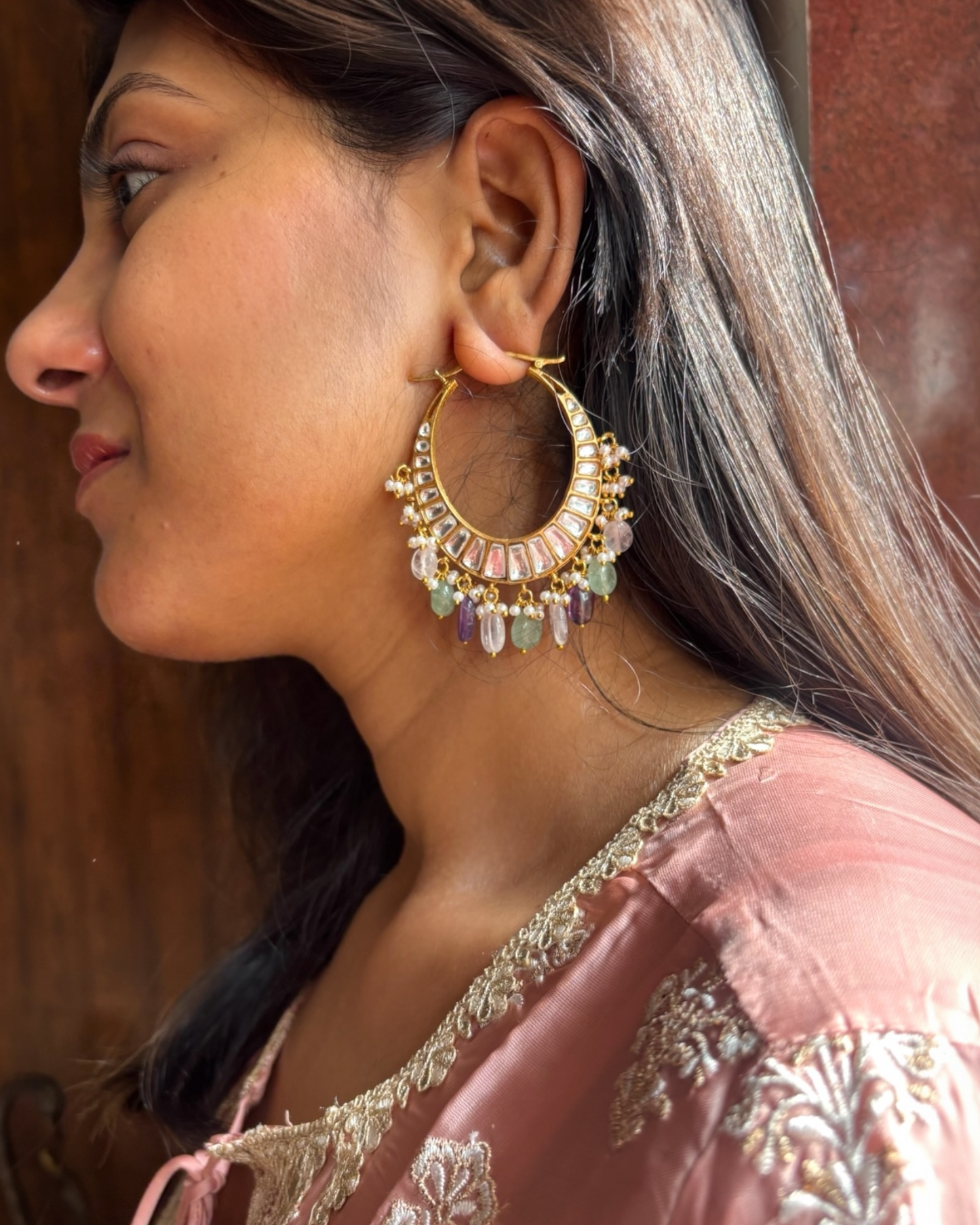 Rumi long Baalis with multicoloured stones