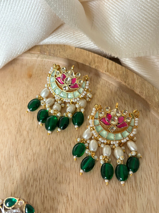 Pushpa Lotus Studs with Meenakari