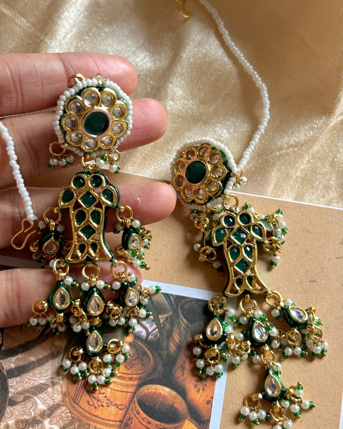Sumana Kundan Earrings with Ear chains
