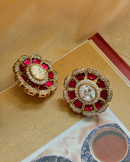 Manjari Ruby Kundan Studs