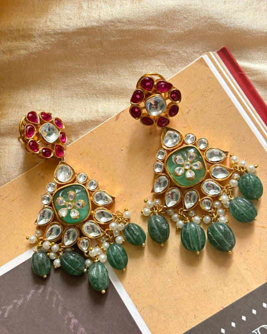 Manya Polki Long Earrings