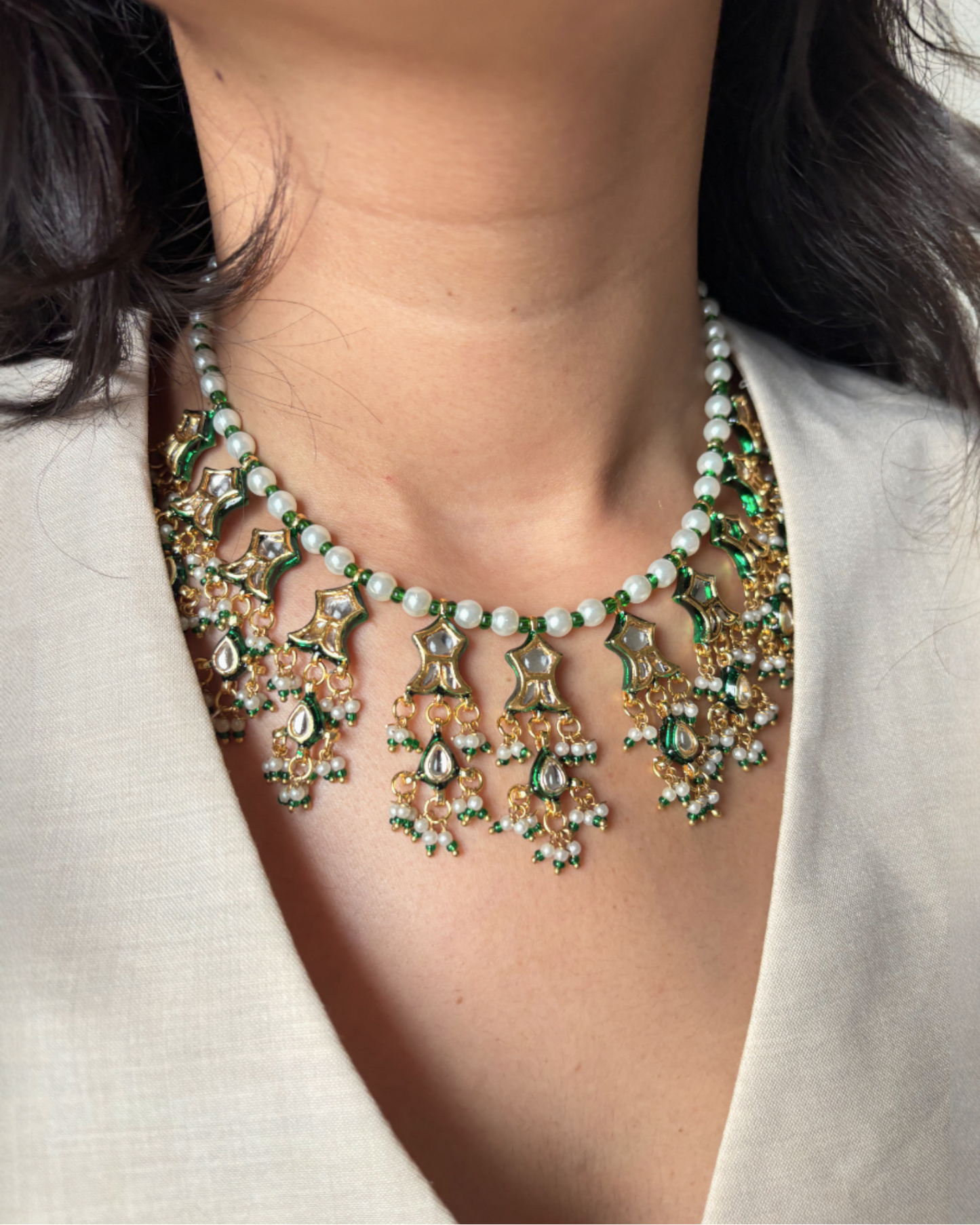 Ditya Moti Kundan Necklace