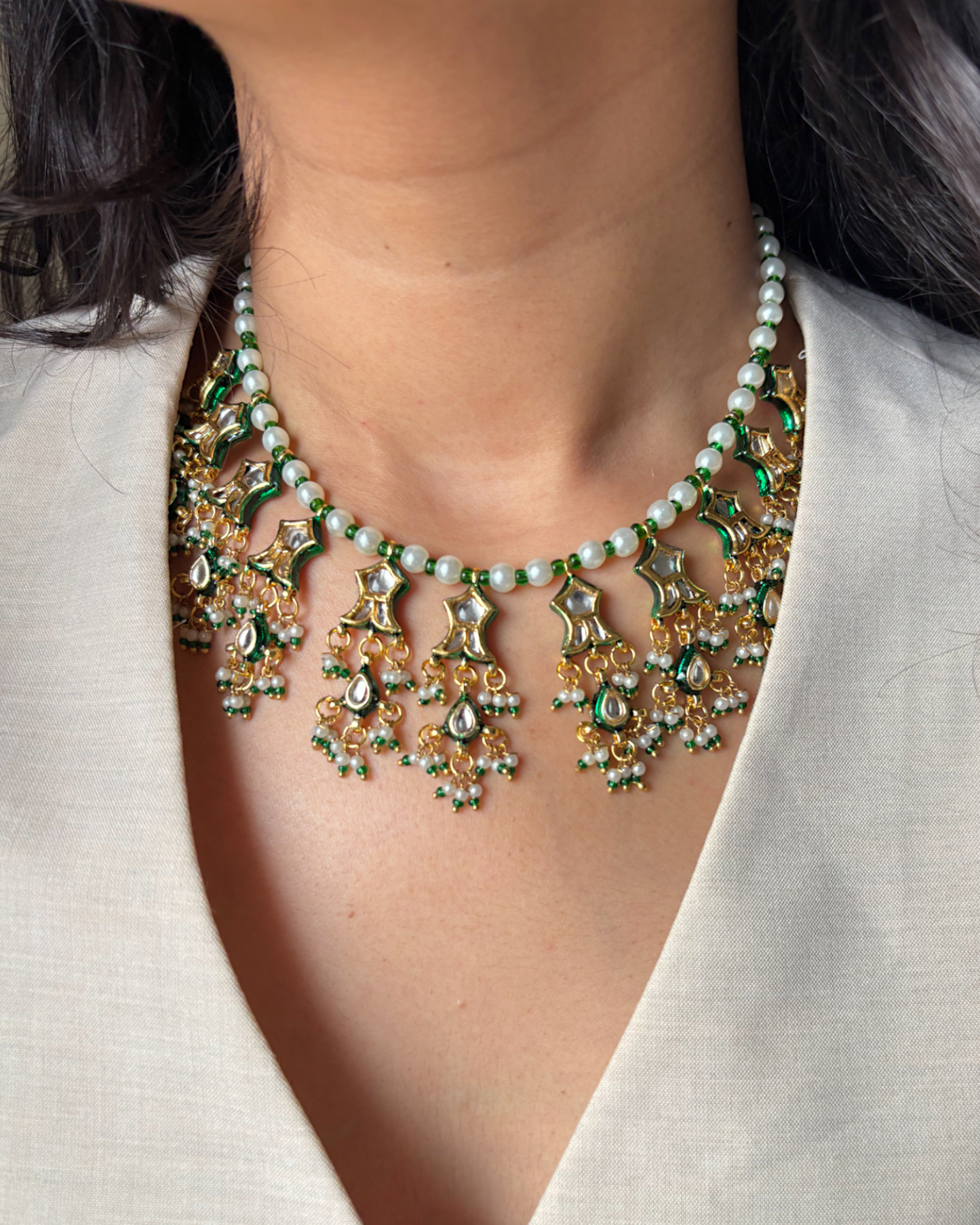 Ditya Moti Kundan Necklace